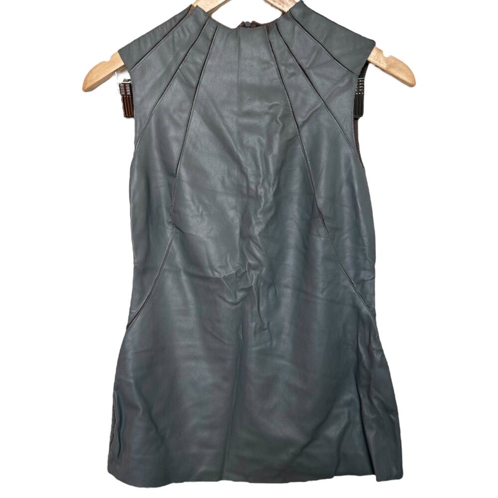 Bailey 44 Faux Leather Front Sleeveless Top Gray Small